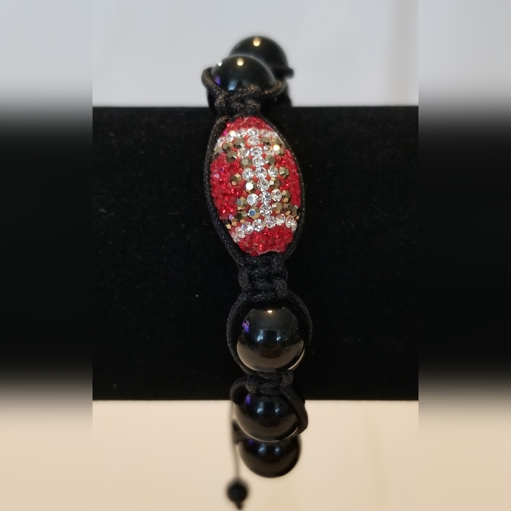 Washington Redskins Red Crystal Football Bracelet